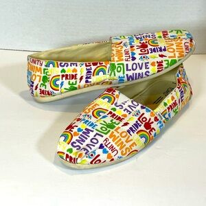 Rainbow TOMS Alpargata Multi Unity Love Wins Pride Shoes Flats Womens W8.5. Used